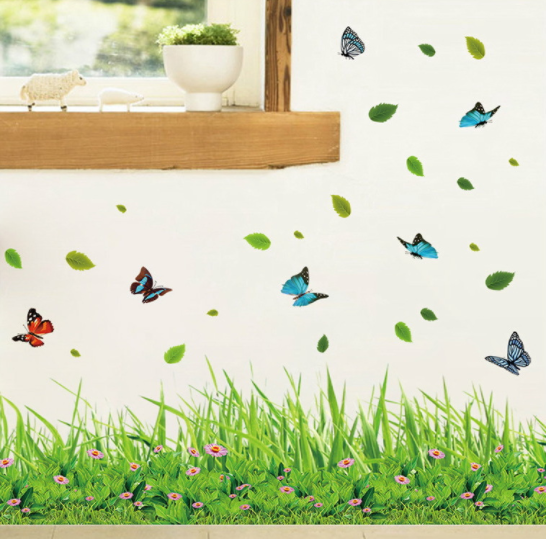 Decal trang trí chân tường Cỏ Bông Lau