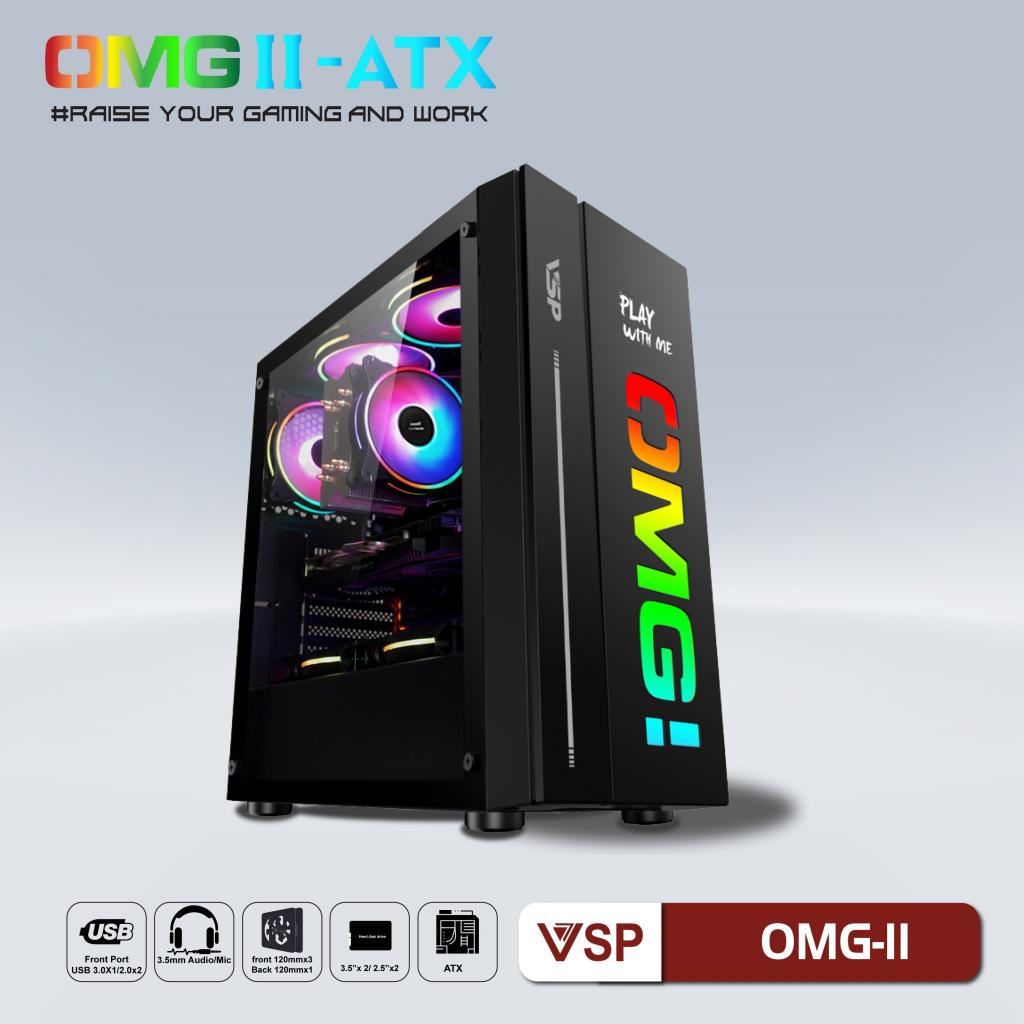 CASE GAMING VSP OMG-II MID TOWER (MÀU ĐEN - HỒNG)