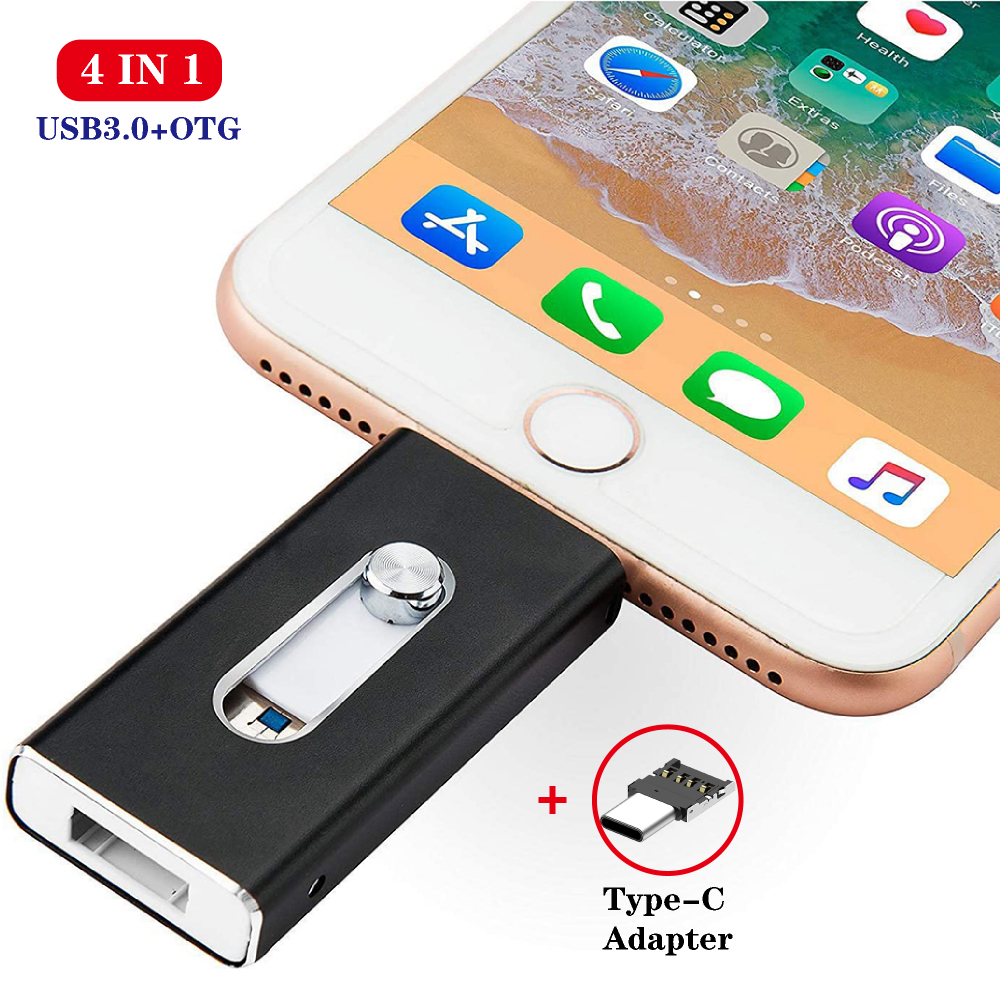 【Nuvio】 4 In 1 Usb Flash Drive For 12/8/7/7plus/8/x/11 Usb/otg/lightning 128gb 64gb Pen Drive For Io