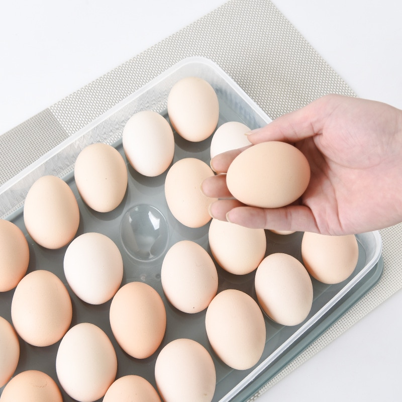 24 Grids Plastic Egg Storage Containers Box Refrigerator Organizer Drawer Egg Fresh-keeping Holder Tray Kitchen Outdoor Egg Case.