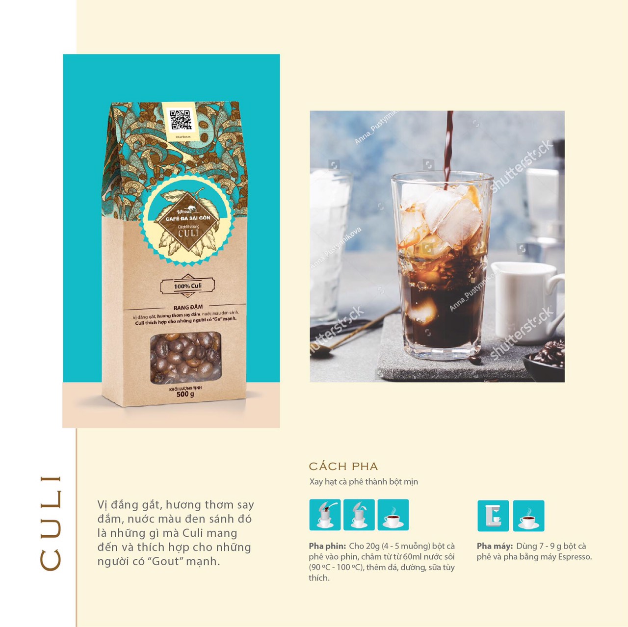 [HCM]CÀ PHÊ HẠT RANG CULI 500G