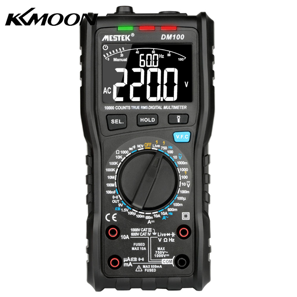 MESTEK 10000 Counts True RMS Multifunctional Digital Multimeter Measuring AC/DC Voltage Current Resistance Capacitance Frequency Diode Temperature and Humidity NCV Live Line Tester Anti-burn Fuse Alarm Multimeters