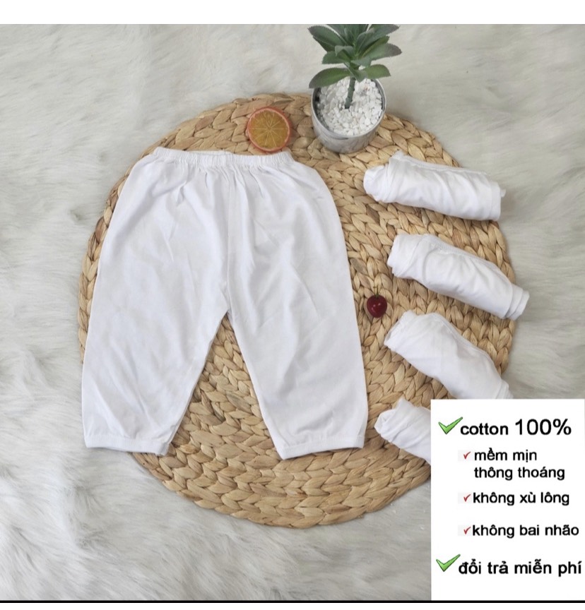 Set 5 Quần dài trắng cho bé sơ sinh Bossini