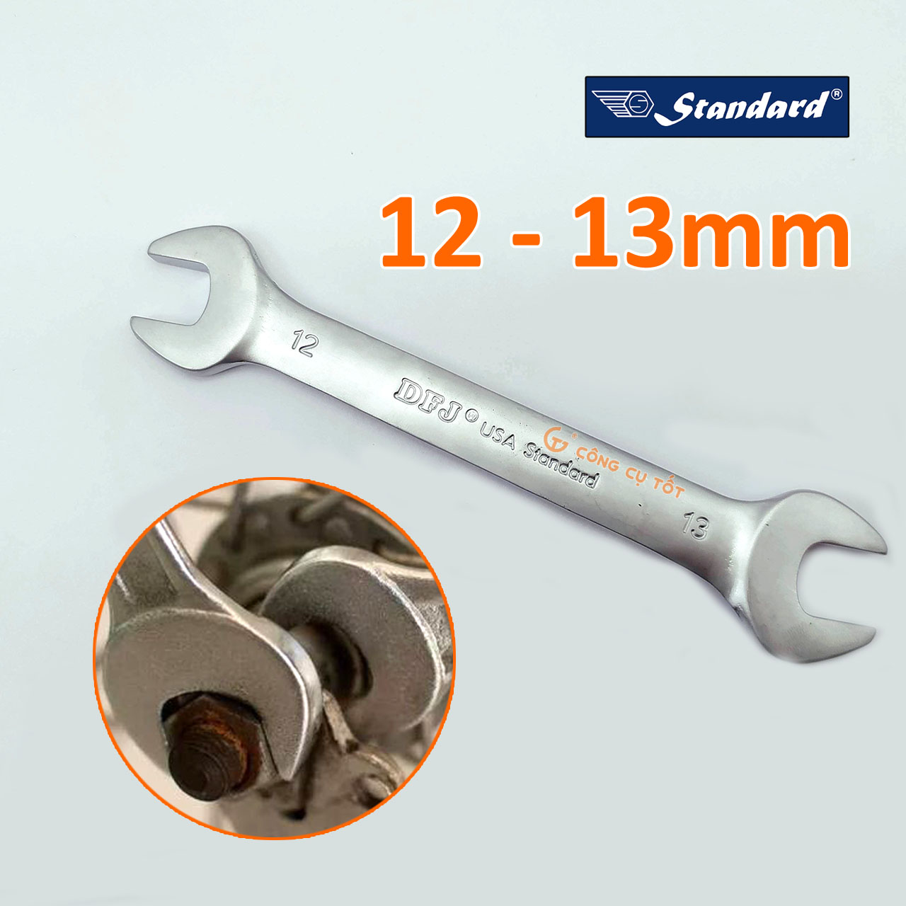 Cờ lê hai đầu miệng dfj usa standard size tùy chọn