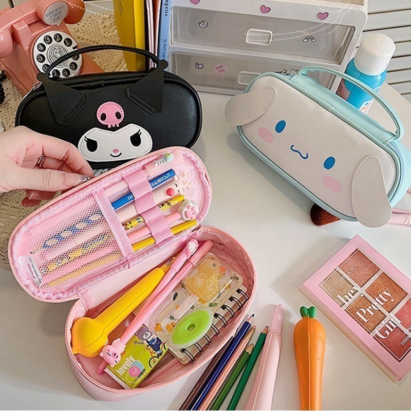 Sanrio Stationery My Melody Pencil Case Kuromi Large Capacity Hello Kitty  Student Pen Bag Cinnamoroll Travel Cosmetic Bag Girl 