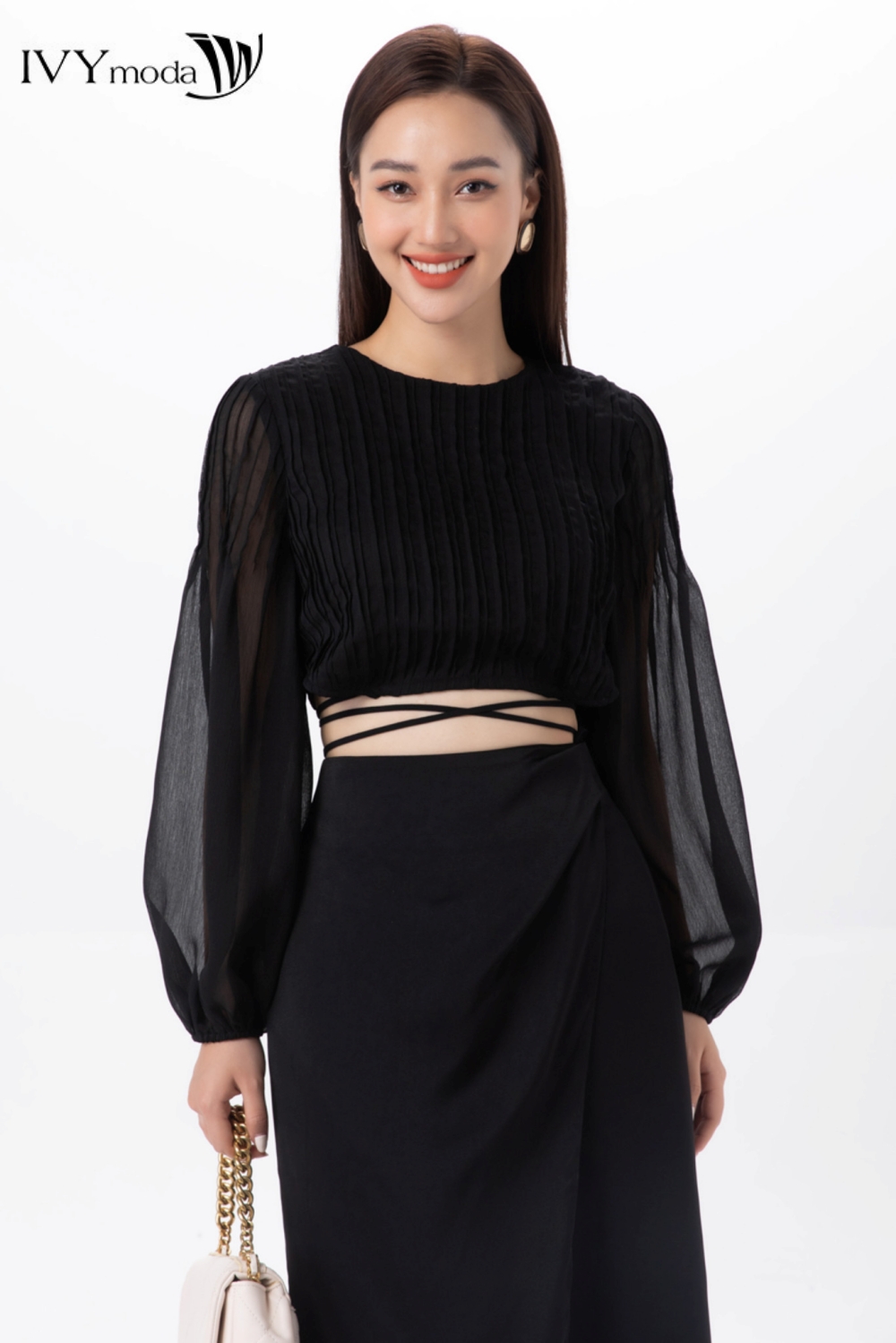 [CHỈ 15.1 - MUA 3 GIẢM THÊM 15%] Áo croptop nhấn dây IVY moda MS 17B9264