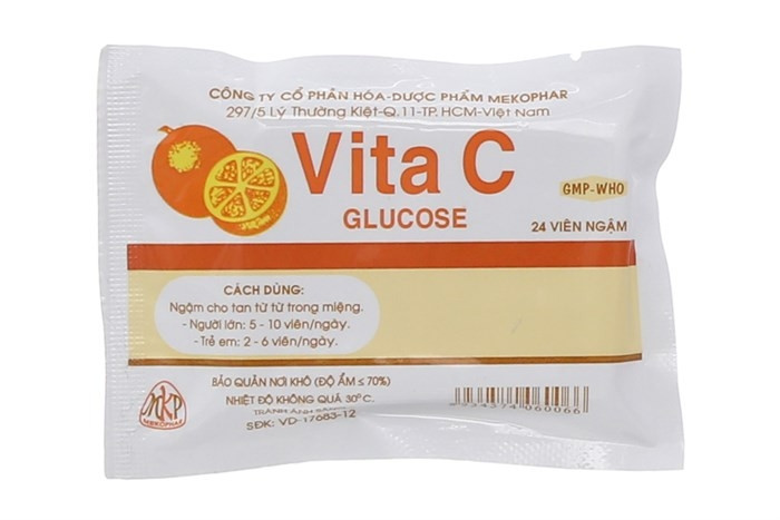 Kẹo ngậm Vita C. Bổ sung vitamin c dạng kẹo ngậm giúp bé tăng đề kháng. Gói 24 viên