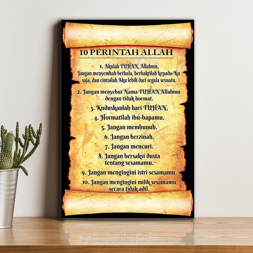 20x30cm 10 Perintah Allah Hiasan Dinding Kristen And Katolik Walldecor Ten Commandments Lazada