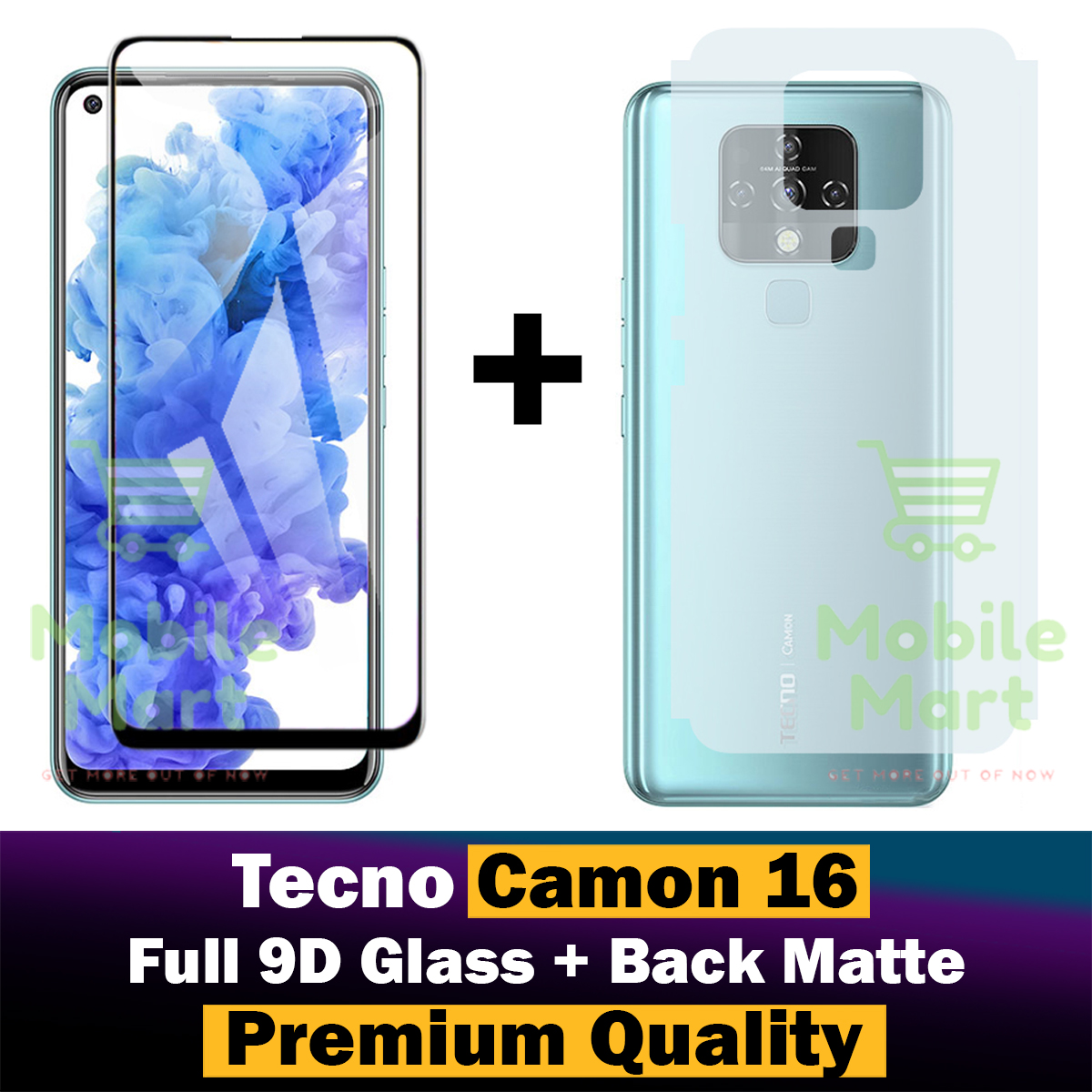Tecno Camon 16 Glass Protector 5D-10D-11D-21D-9D Glass Full Coverage + Back Protector Carbon Fiber Matte Soft Skin Sheet For Tecno Camon 16. 