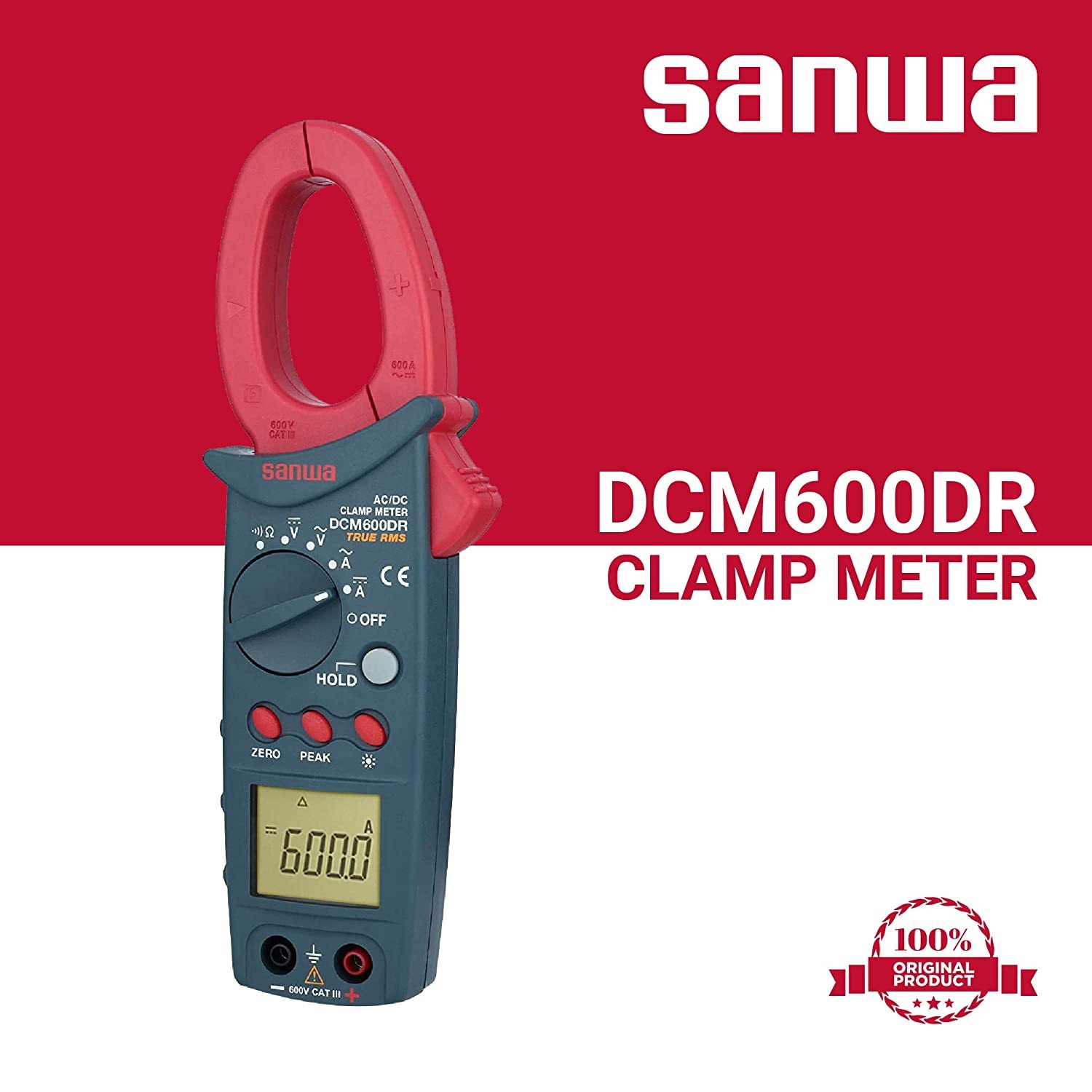 Sanwa DCM600DR Digital Clamp Meter 600A AC/DC Clamp Meter Auto