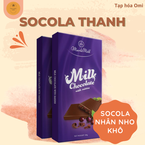 Socola nhân nho khô Mark&Milk thanh 100g