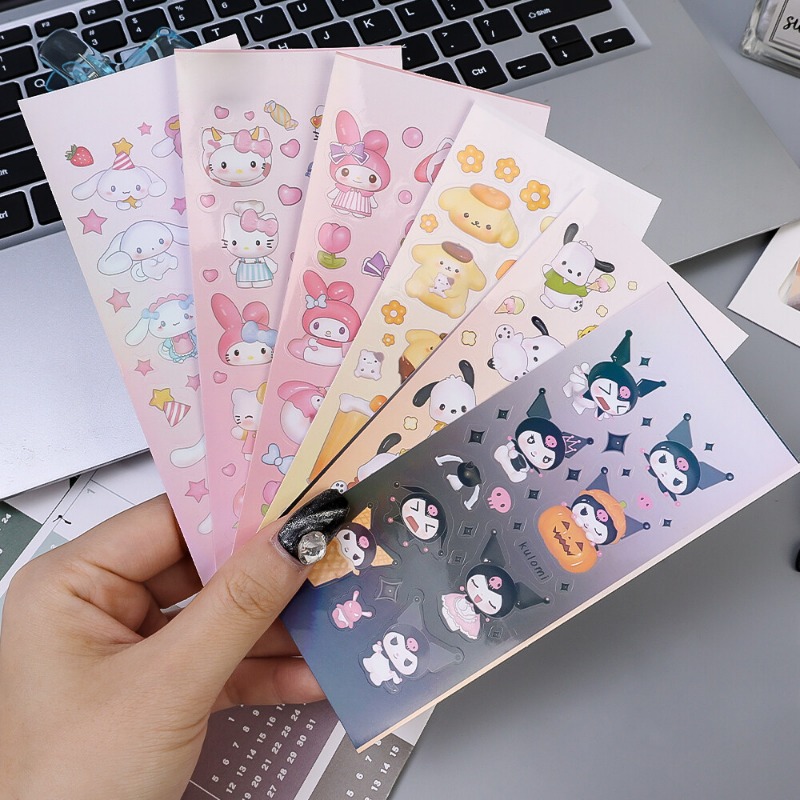 Sanrio 3D Stickers Cute Cartoon Character Stickers Student Stationery Handbook Decorative Stickers