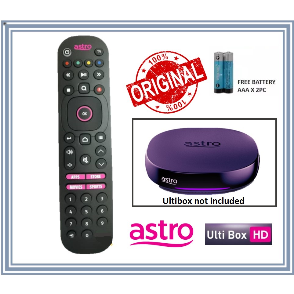 100% ORIGINAL AND BRAND NEW] ASTRO ULTRA BOX REMOTE CONTROL ASTRO ULTI BOX  REMOTE CONTROL WITH 2 PCS BATTERY, TV & Home Appliances, TV &  Entertainment, Media Streamers & Hubs on Carousell