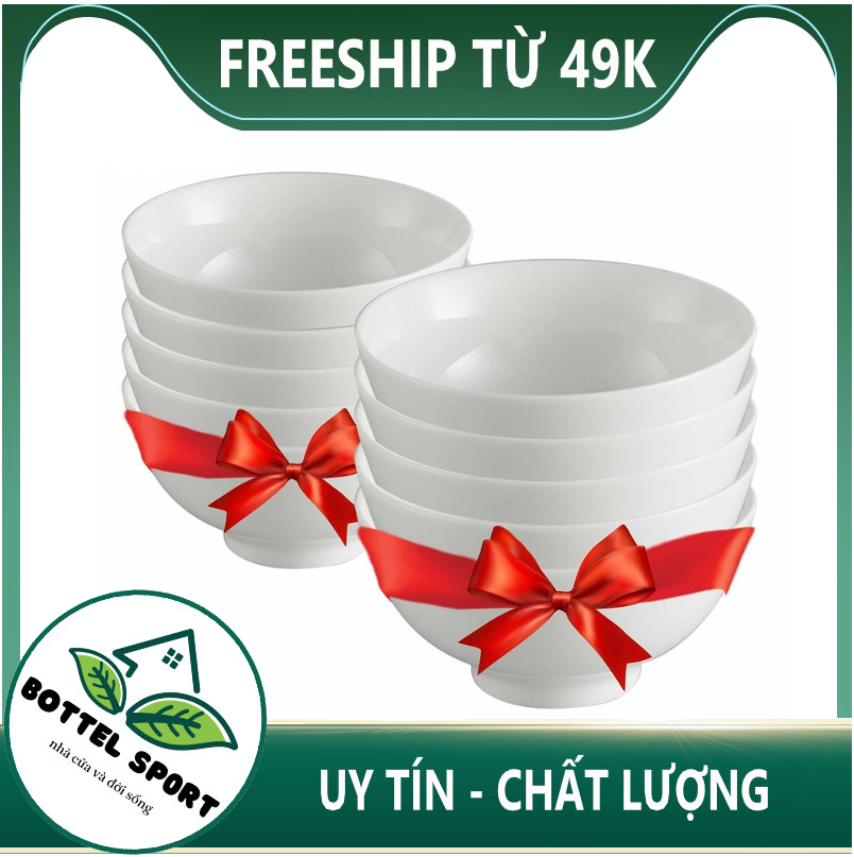 [HCM][COMBO 10 CÁI ] BỘ CHÉN SỨ HOA VĂN CAO CẤP - CHÉN SỨ TRÁNG MEN- TÔ VÀ CHÉN