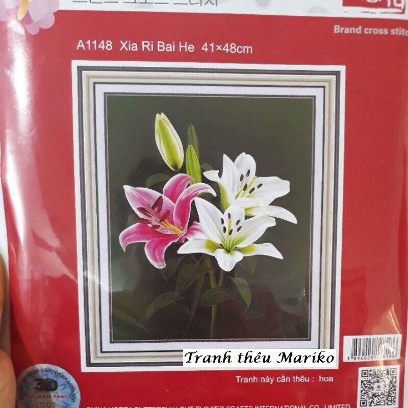 Tranh thêu bông hoa ly a1148 kích thước 41 x 48 cm
