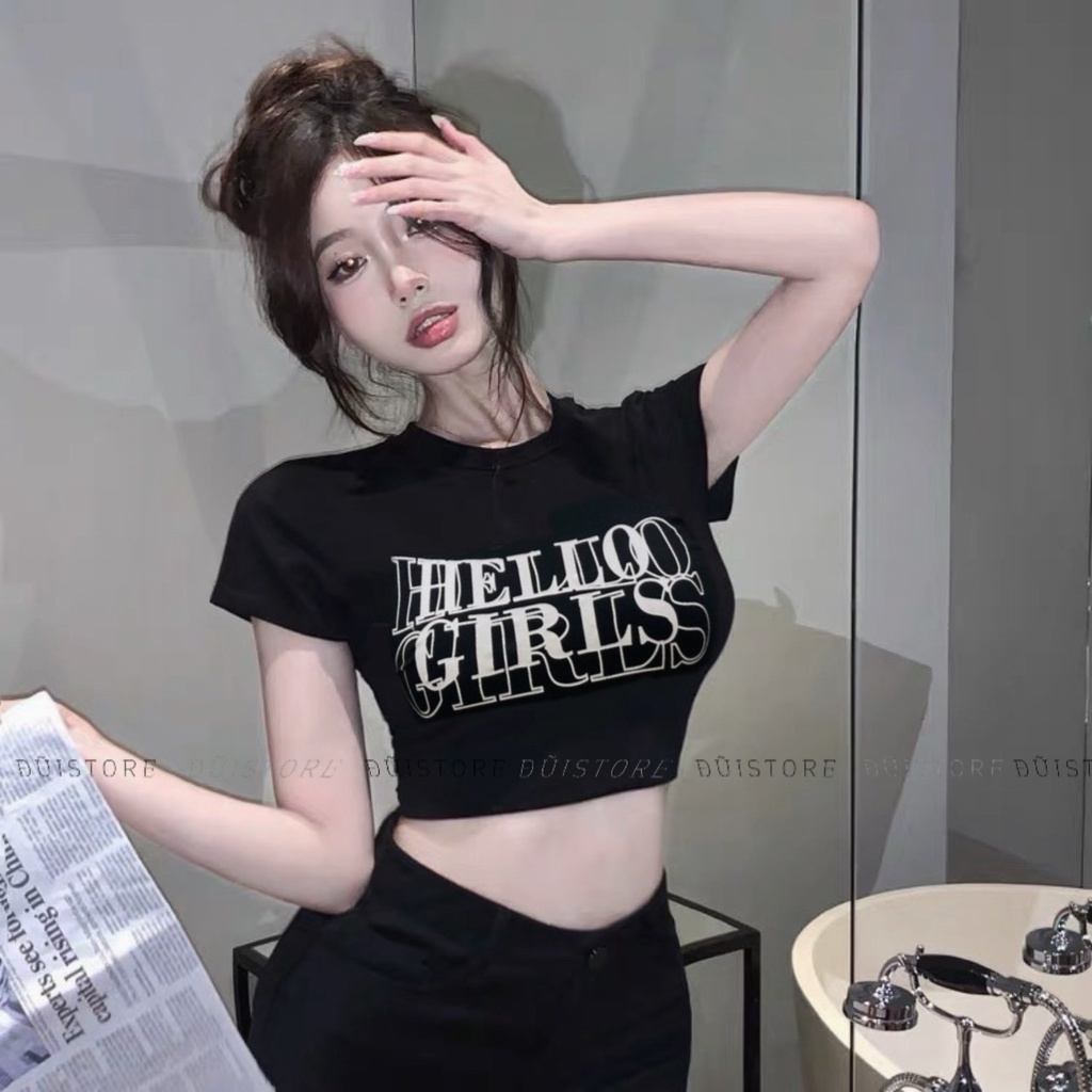 [FREESHIP + VOUCHER] Áo thun croptop HELLO GIRLS
