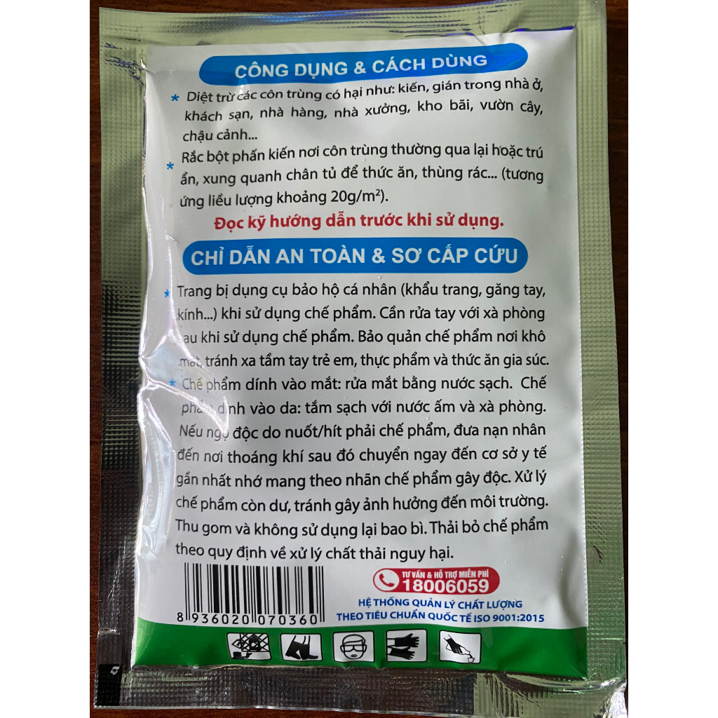 Bột phấn kiến Vipesco diệt được kiến ở trong chậu cây, trong nhà, ở luống rau chỉ cần rắc đều lên hang ổ kiến hoặc đường kiến hay đi sẽ diệt tận ổ