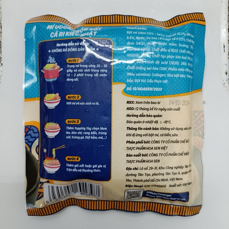 Mì trộn Udon kiểu nhật gói 160g (giao tphcm)