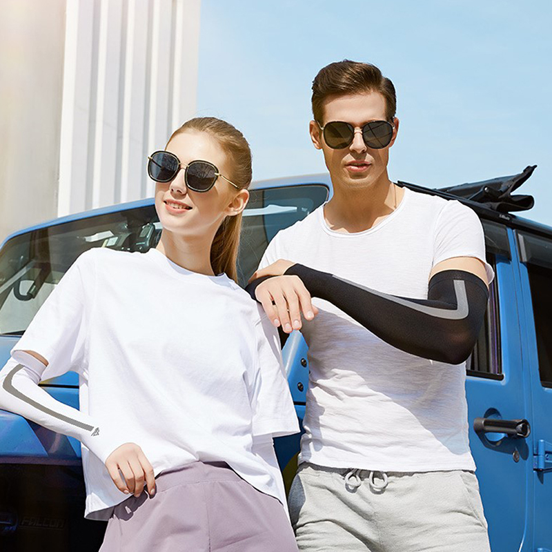 New Anti-UV Ice Silk Arm Sleeves Sunscreen Fingerless Gloves Bicycle Arm Sleevs.
