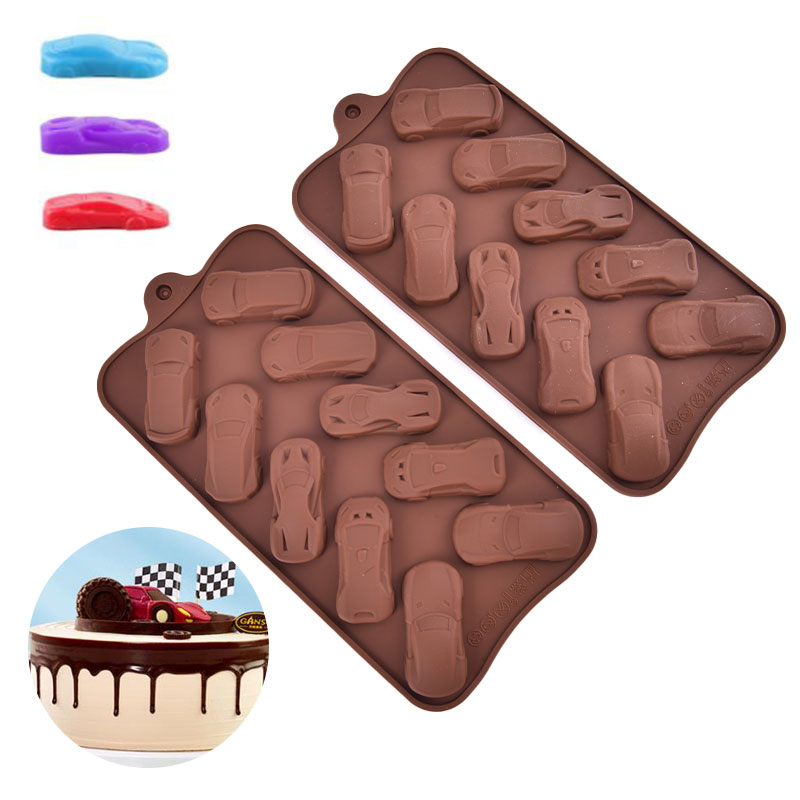 HE🔥 New Chocolate Molds Silicone Cake Mold 10 Cavity Car Shape Wedding Candy Baking