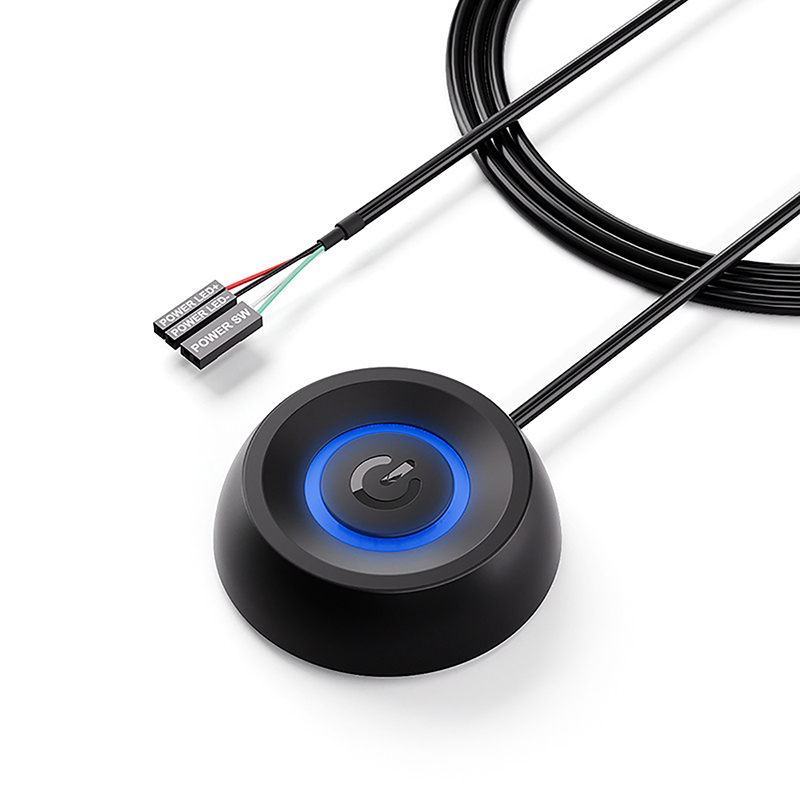 【Eco-friendly】 Desktop Computer Switch Push Button PC Motherboard External Start Power Button Extension Cable Computer Round Startup Switch XUANTING.