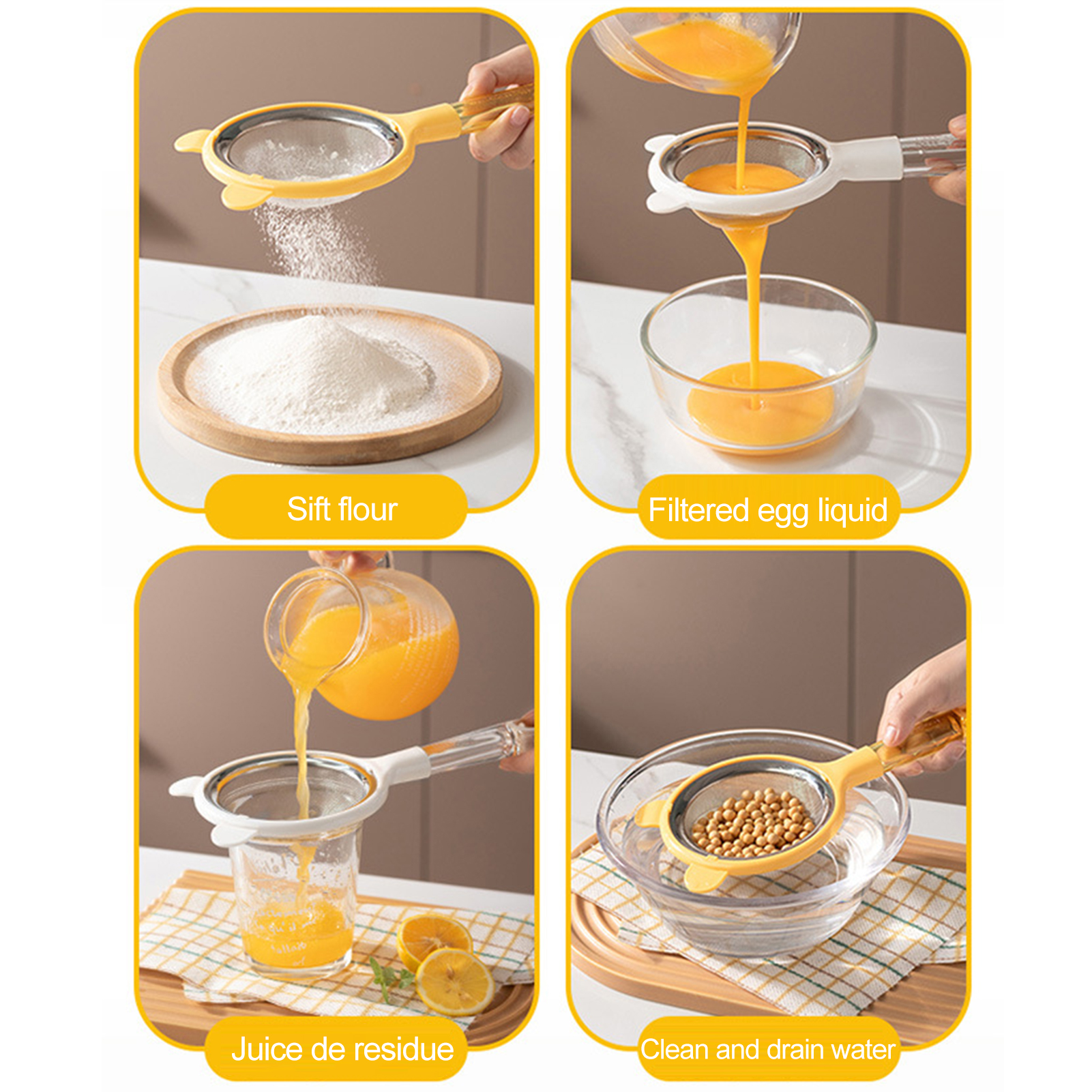 xiaxuannai Mesh Filter Strainer Mesh Strainer with Plastic Handle Versatile Kitchen Strainer with Plastic Handle Ideal for Baking Cooking and Straining Food Grade Flour Sifter Infant Food Colander Coffee Tea