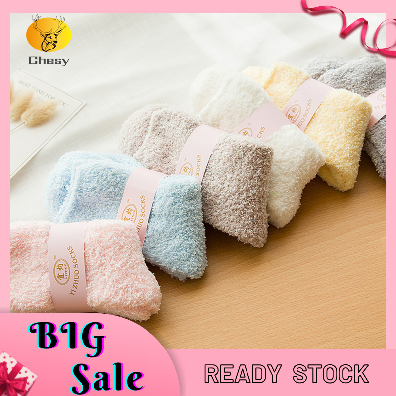 Women Cute Candy Color Soft Fluffy Socks Coral Velvet Winter Warm Socks  Girls Terry Fuzzy Socks