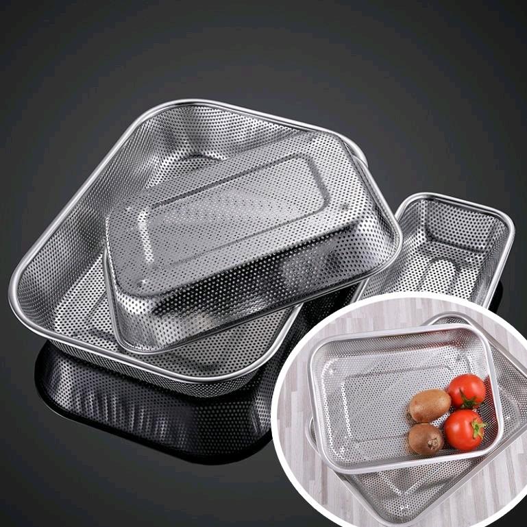 Rổ chữ nhật inox 30x22x6