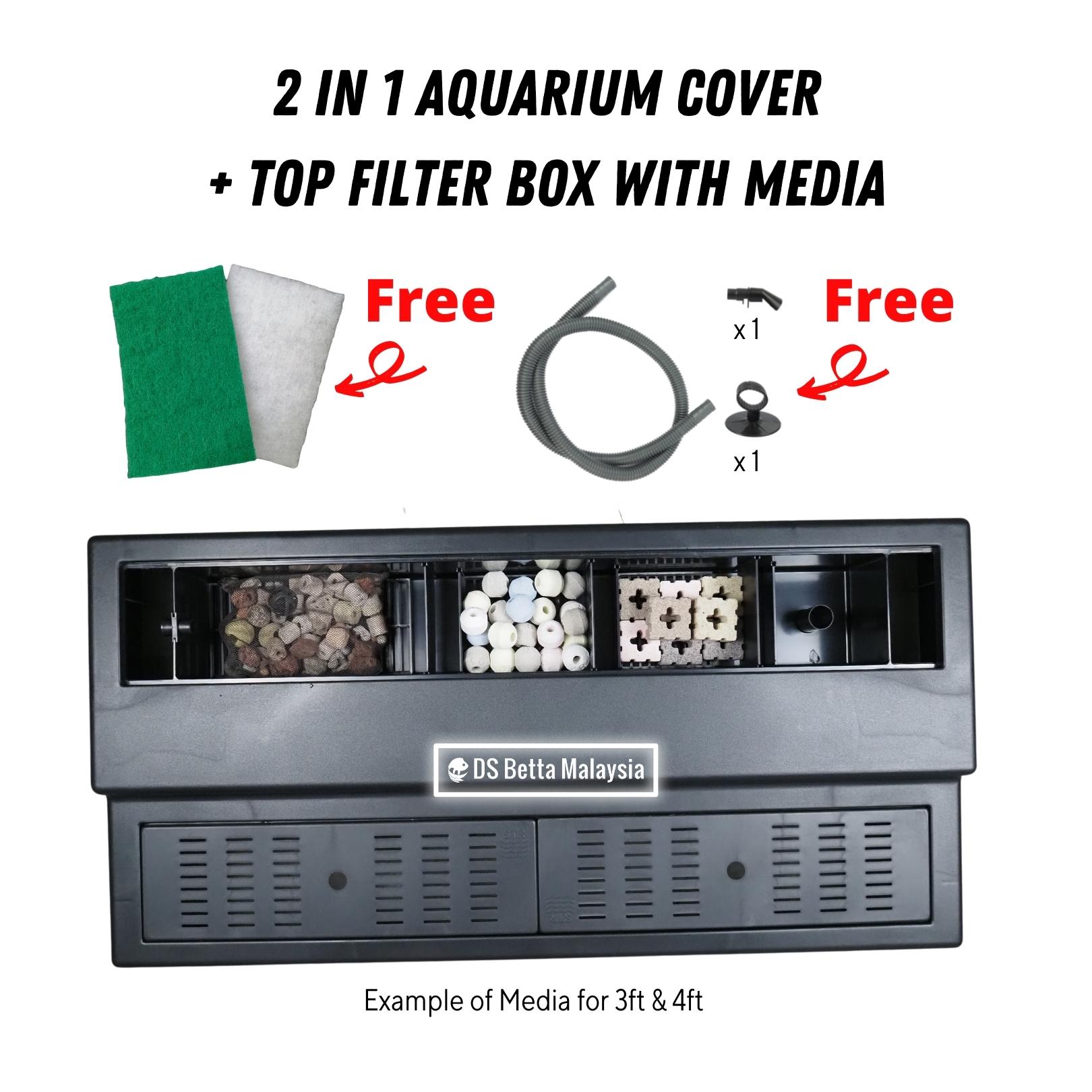 2in1 Aquarium Cover with Top Filter Box [build in] for media / pump