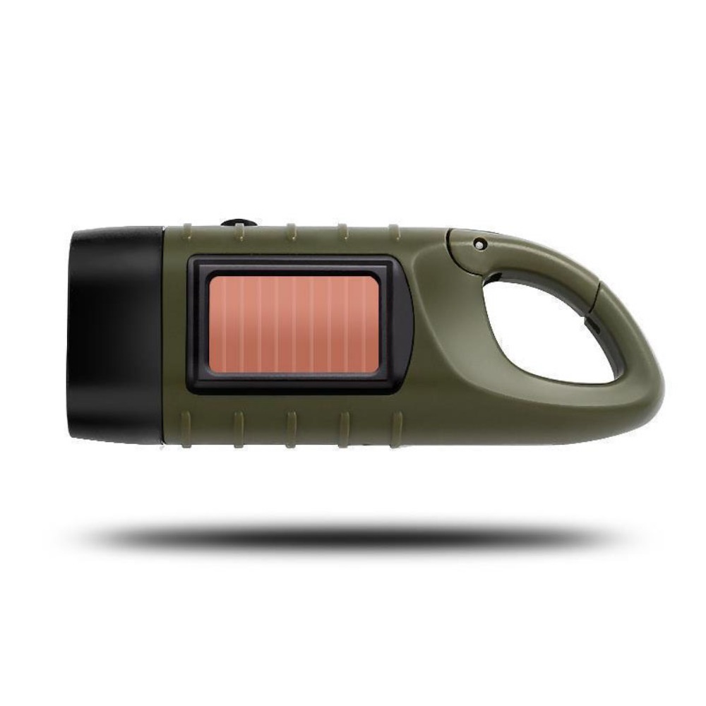CHENJIE Hand Crank & Solar Flashlight - Rechargeable LED Torch For Camping, Fishing & Emergency (Compact Portable)_voghion.com