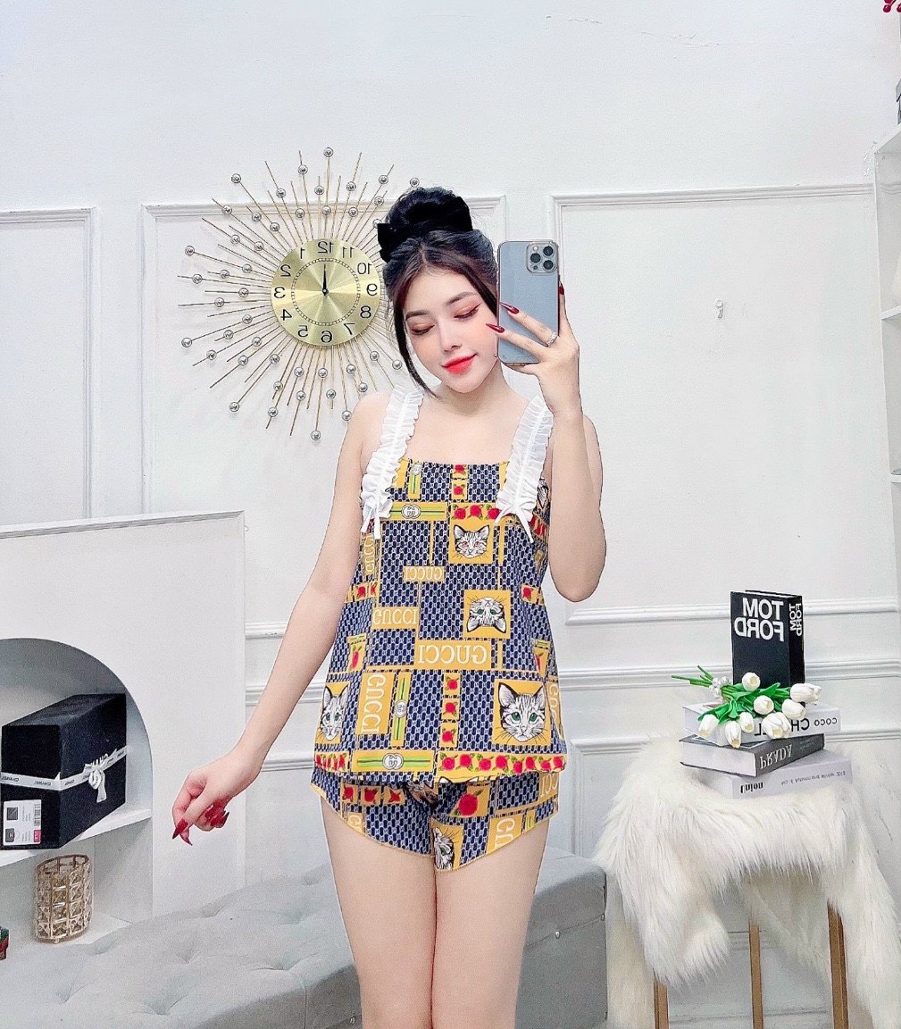 Set áo phối bèo vải lụa hàn mát mềm mại freesize dưới 60kg