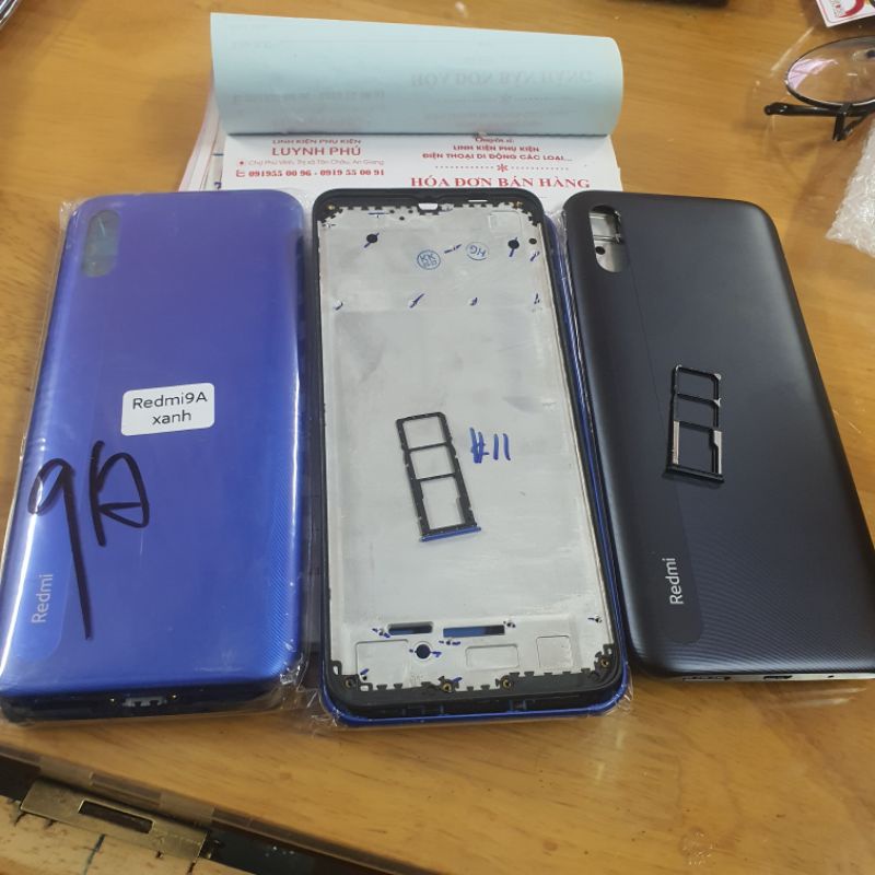 Vỏ redmi 9A có khay sim khung sườn(ko kính camera)