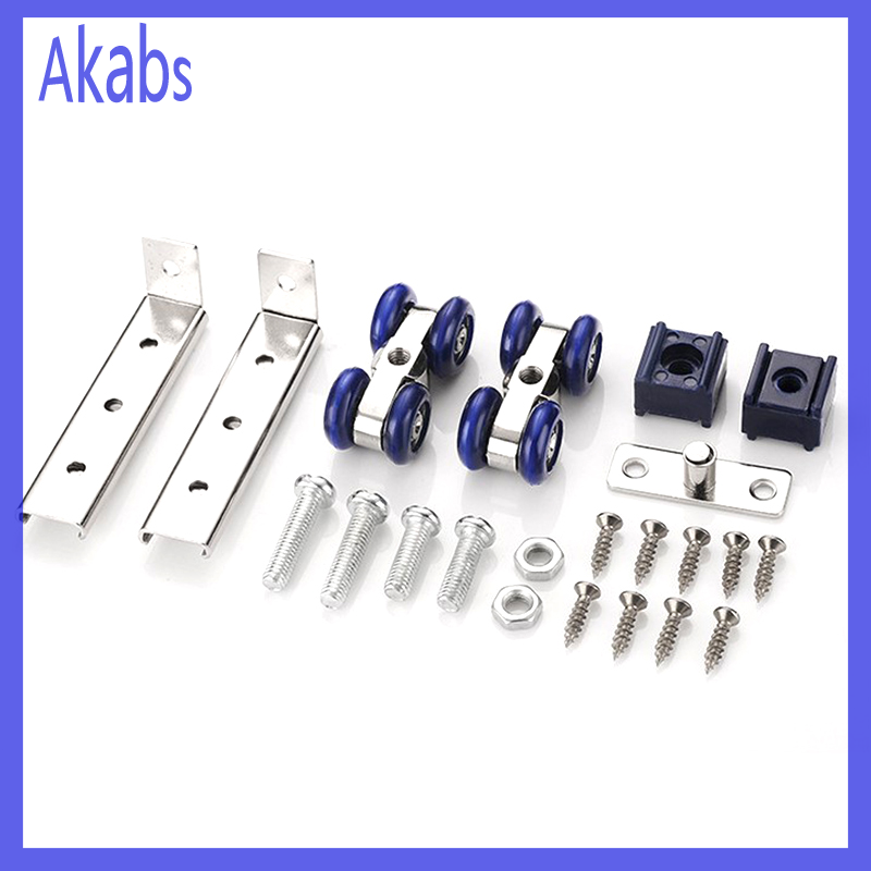 Akabs 2pcs/set Sliding Door Roller Hardware Slide Doors Pulley 4/8 Wheels Rail Track