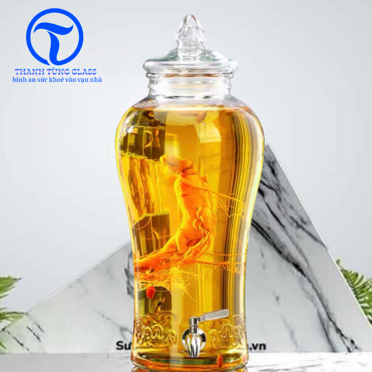Bình thủy tinh 8 lít sâm chân mây  có van