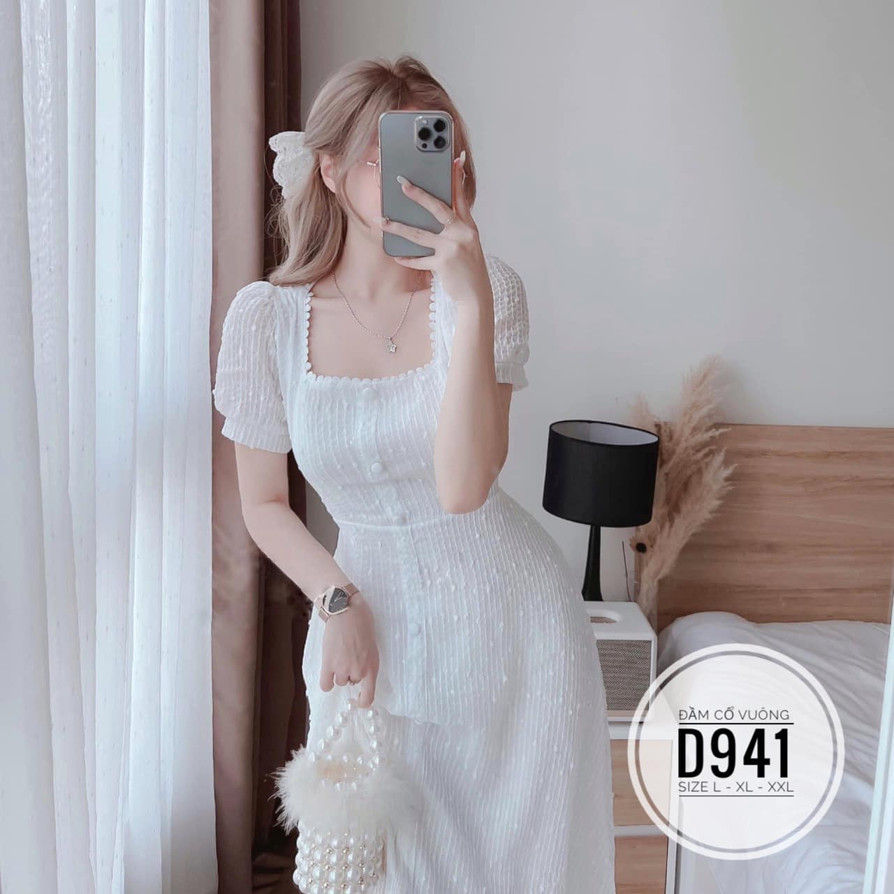 ĐẦM BIGSIZE TAY NGẮN PHỐI NÚT DỰ TIỆC,ĐI CƯỚI (L-2XL)