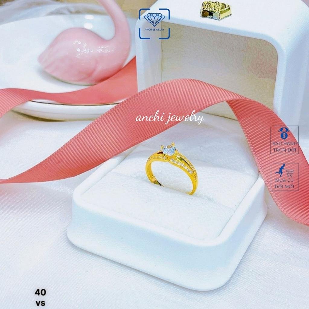 Nhẫn vàng tây đính đá ,Vàng bạc an chi