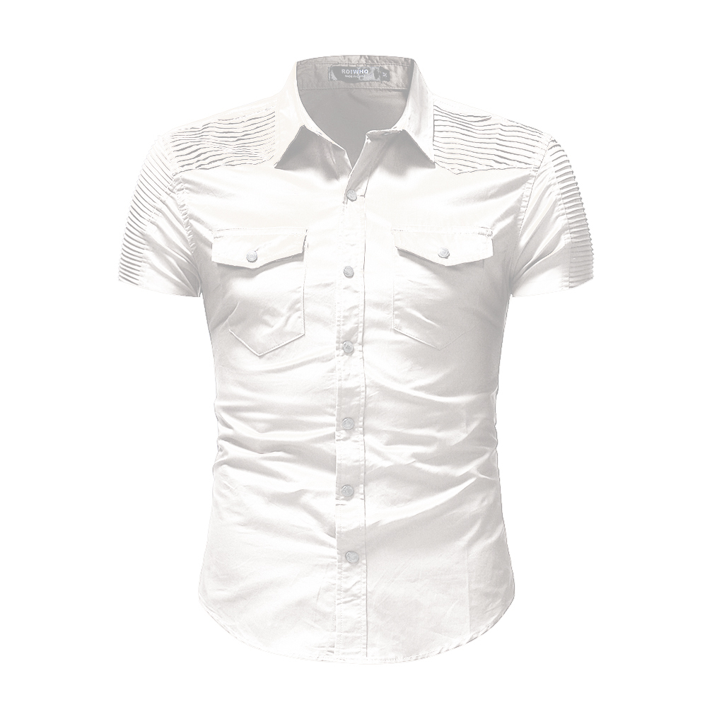 Áo sơ mi ,áo sơ mi nam denim xếp li tay áo may áo sơ mi denim nam Âu Mỹ áo sơ mi ngắn tay denim mịn mát dáng ôm phong cách Hà quốc trẻ trung năng động-Mã H41