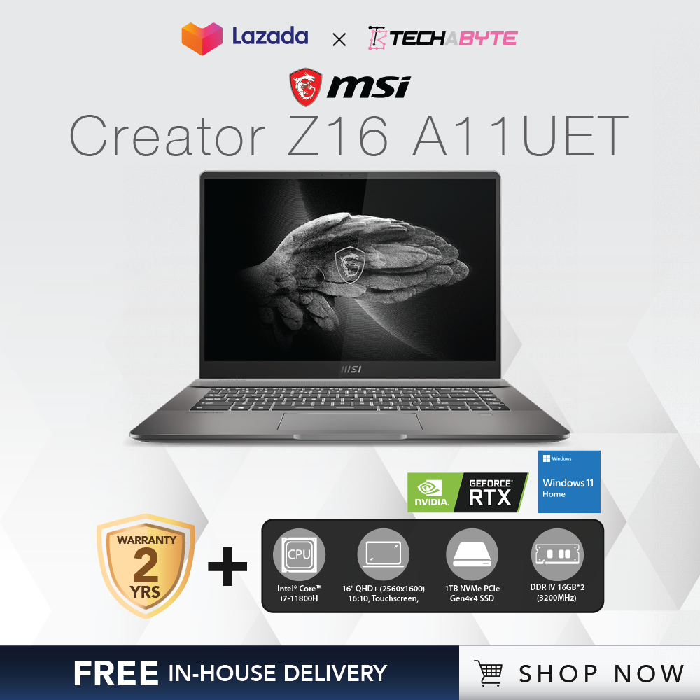 MSI CREATOR Z16 A11UET | 16" QHD | i7-11800H | RTX 3060 | 32GB (16GBx2 ...