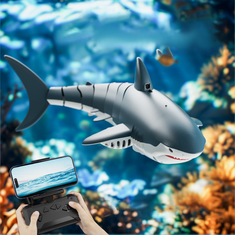 2.4G Remote Control Shark Toy With 4K HD Camera Smart Rc Shark Whale Spray Water Toy Remote Controlled Boat Ship Submarine Robots Fish Electric Toys For Kids Boys Baby Children. 