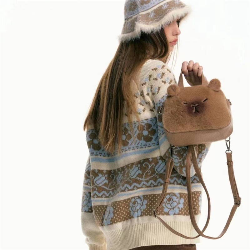 C&K Niche design cute Capibala backpack plush handbag