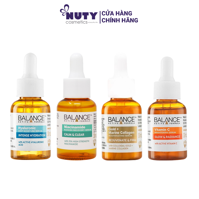 Serum Dưỡng Da Balance Active Formula cấp nước Hyaluronic Acid/ Gold/ Vitamin C/Niacinamide