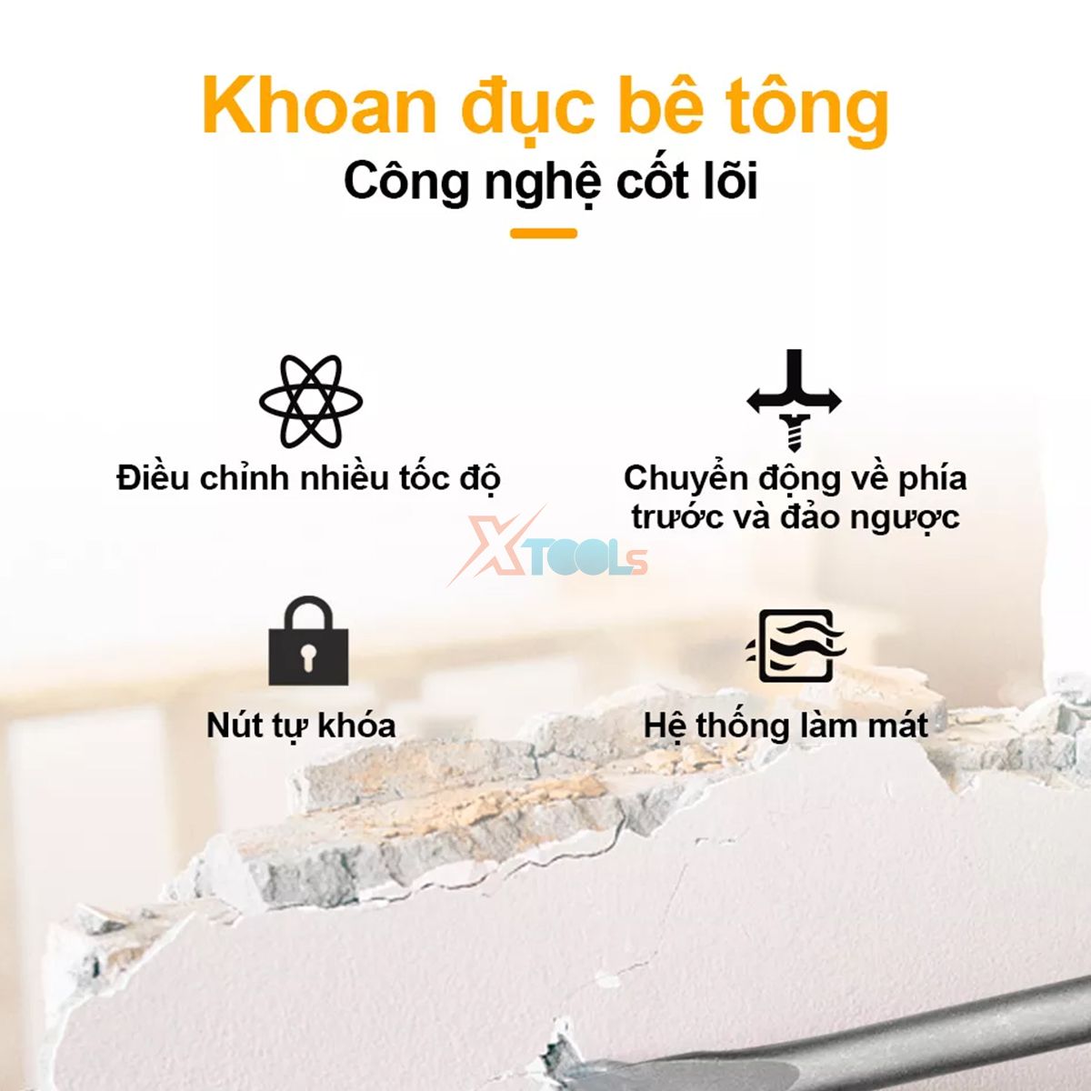 Hand drill 3 function ingco 650-900W electric 220V, machine drilling concrete, hammer drill, drill multi-function, enclosed head drill tuck SDS for native rgh9028-2-product genuine [xsafe] [XTools]