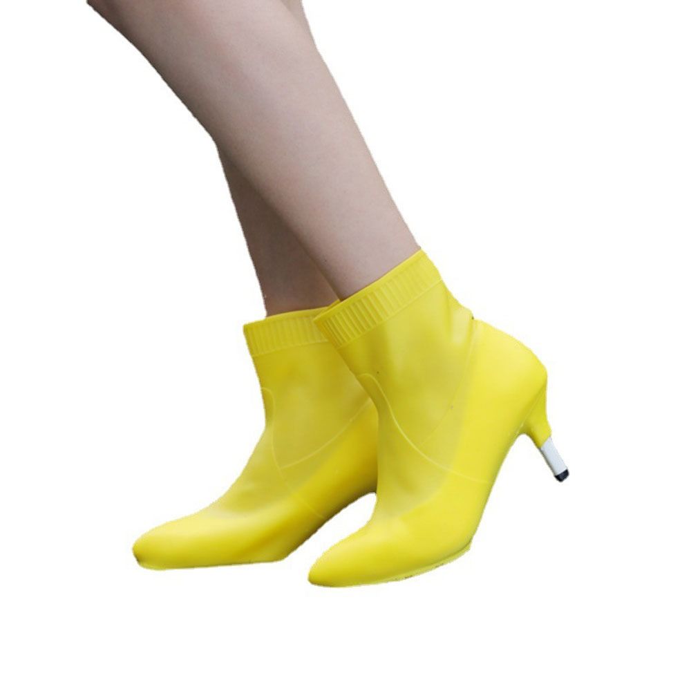 IDENTITY68ID8 1Pair Solid Color High Heels Cover Yellow One Size Overshoes