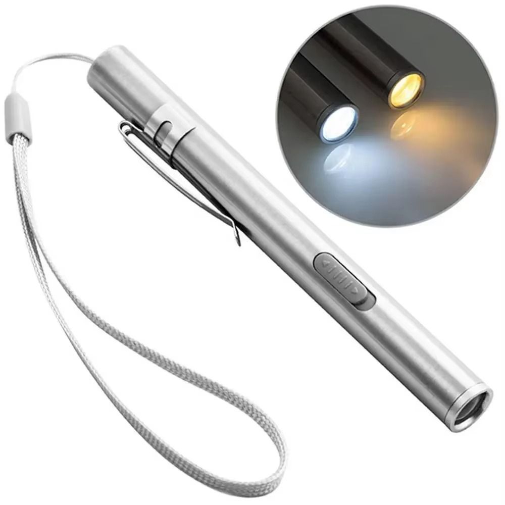 Handy Stainless Steel Doctors Pen Light Portable Yellow/ White Light ...