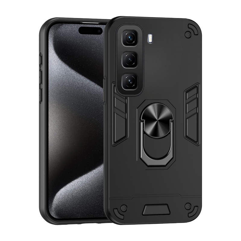 For infinix Hot 60 Pro+ Phone Case Shockproof Armor iron Metal Ring Kickstand Bracket Casing for infinix Hot 60i Cover Casing HP.