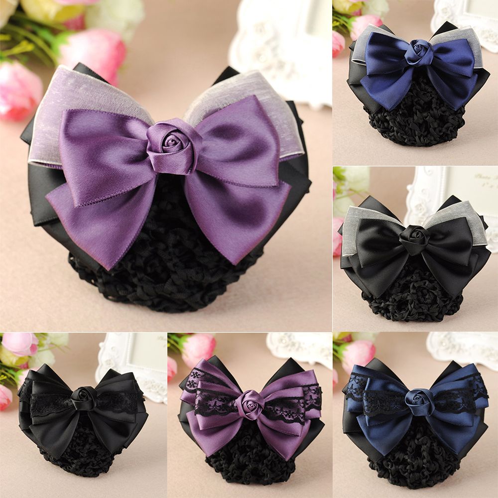 Hotel Flight Attendant Ladies Rose Headwear Snood Hair Clip Hairgrips ...
