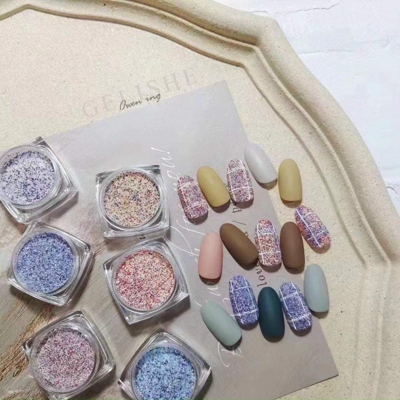 Set 6 ô nhũ dạ, nhũ rắc kẻ dạ móng