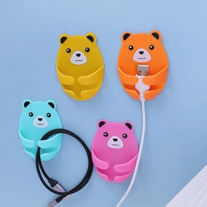 4 cái tường lưu trữ Móc Gấu khung cắm Punch-Miễn phí Phích Cắm Điện móc gắn chìa vặn nhà bếp dính móc áo