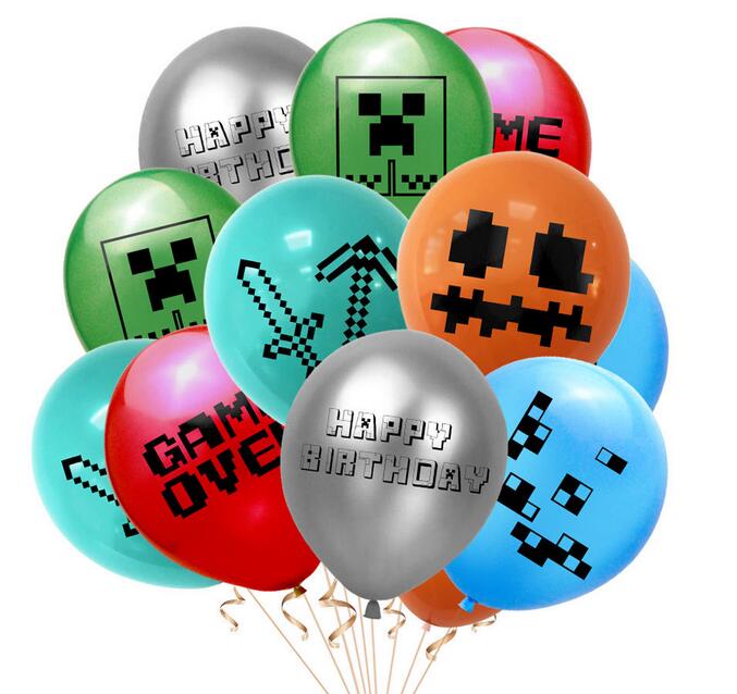 Pixel Style Gamer Birthday Party Supplies Miner Gamer Tema Decorazione per feste include Happy Birthday Banner palloncini topper per torta nastri dorati per Minecraft 