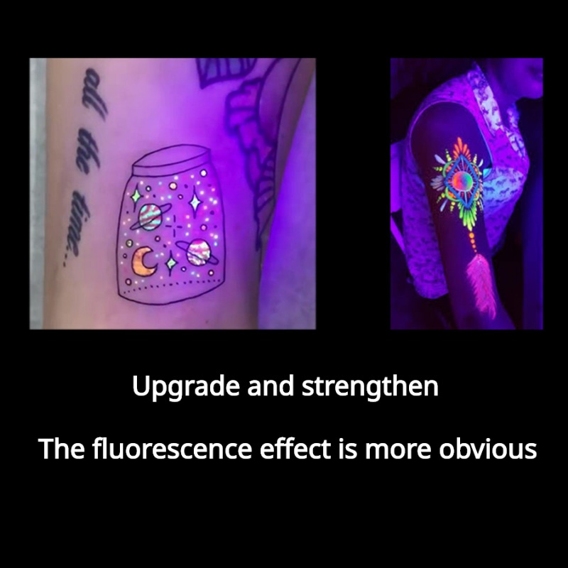 Wenefang Fashion 15ml High Quality Professional Fluorescent Tattoo Ink Permanent Body Coloring Easy Fluorescent Pigment Tattoo Coloring Tools New. 